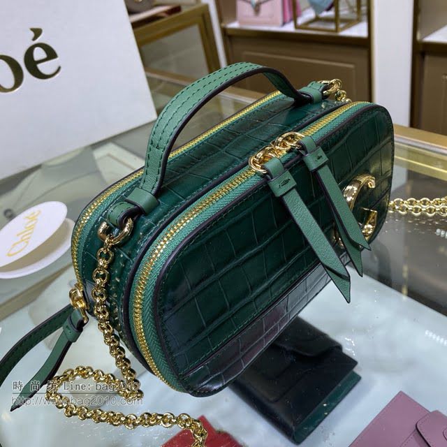 Chloe女包 克洛伊經典C Bag鱷魚壓紋鏈條相機包 Chole手提肩背斜挎包  jjh1232